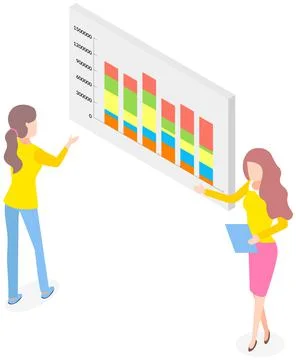 Analyze statistical indicators, business data. Work with marketing research Stock Illustration