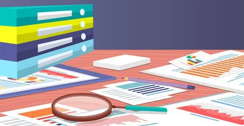 Analyze statistical indicators, business data. Work with marketing research Stock Illustration