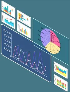 Analyze statistical indicators, business data. Work with marketing research Stock Illustration