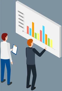 Analyze statistical indicators, business data. Work with marketing research Stock Illustration
