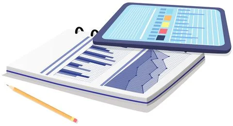 Analyze statistical indicators, business data. Work with marketing research Stock Illustration