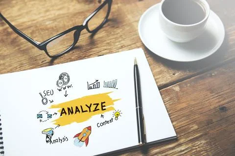 Analyze text on page Stockfoto's