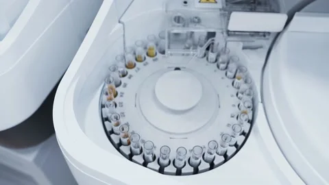 Analyzer device for working with blood, urine, biomaterials. Modern medical Stock-Footage 182076508