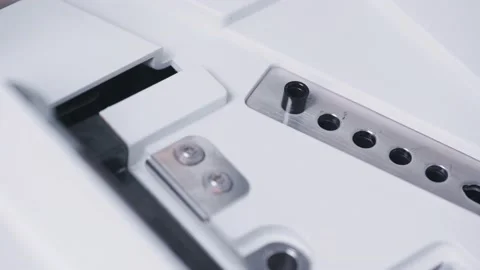 Analyzer device for working with blood, urine, biomaterials. Modern medical Stock-Footage 182083606