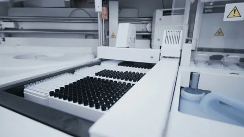 Analyzer device for working with blood, urine, biomaterials. Modern medical Stock Footage 190088284