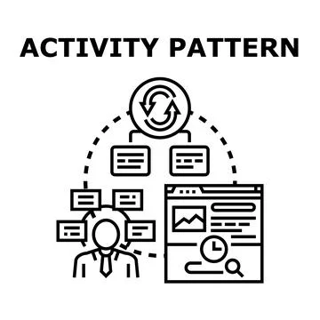 Analyzing activity pattern and business process workflow Stock Illustration