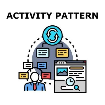 Analyzing activity pattern and business process workflow Stock Illustration