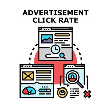 Analyzing advertisement click rate digital marketing campaign metrics Stockillustratie