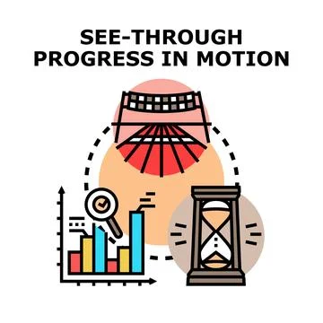 Analyzing and achieving business progress in motion Stock Illustration