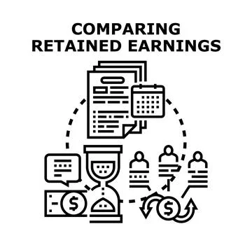 Analyzing and comparing retained earnings financial data Stock Illustration