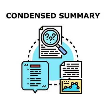Analyzing and condensing information into a concise summary Stock Illustration