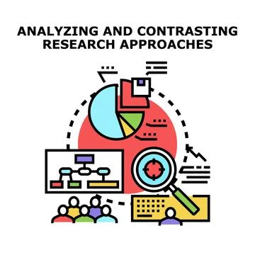 Analyzing and contrasting research approaches vector concept Stockillustratie