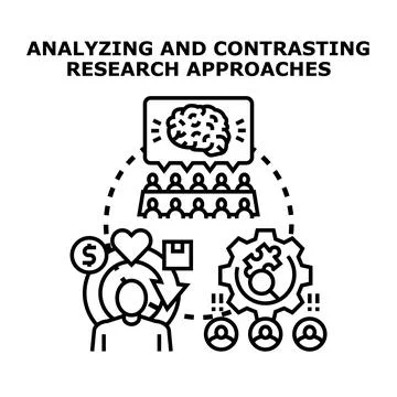 Analyzing and contrasting research approaches illustration 스톡 일러스트