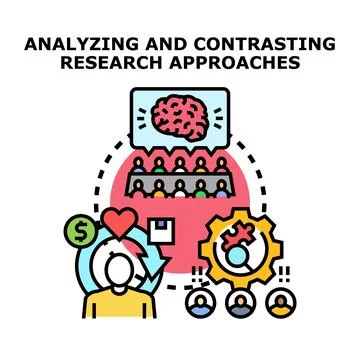 Analyzing and contrasting research approaches illustration Stockillustratie