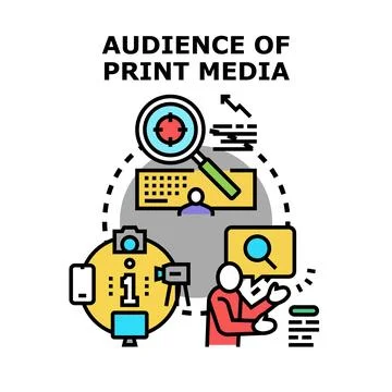 Analyzing and engaging audiences of various media types Stock Illustration