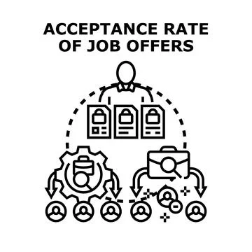 Analyzing and improving job offer acceptance rate icon Illustrazione stock