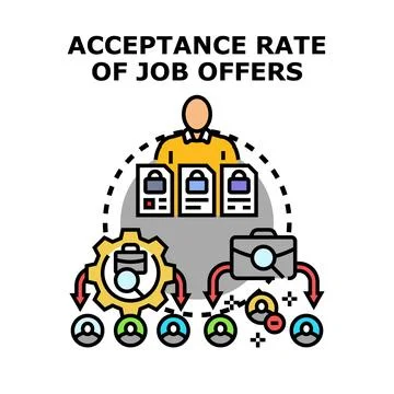 Analyzing and improving job offer acceptance rate icon Illustrazione stock