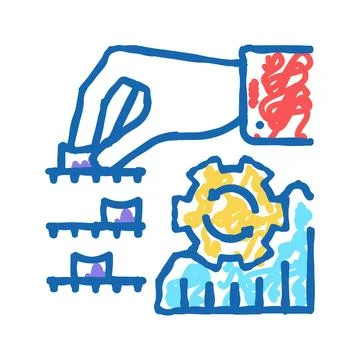 Analyzing and optimization icon doodle illustration Stock Illustration