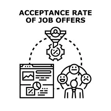 Analyzing and optimizing job offer acceptance rates flowchart イラスト素材