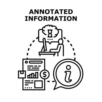 Analyzing and processing annotated data for business insights Stock Illustration