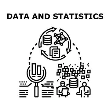 Analyzing and processing business data for statistics Stock Illustration