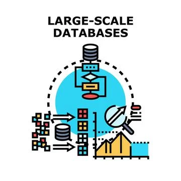 Analyzing and processing data in large scale databases Stock Illustration