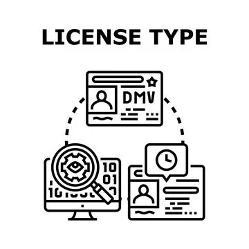 Analyzing and processing license document data information Stock Illustration