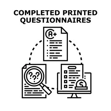 Analyzing and reviewing survey questionnaires for feedback and data Illustrazione stock