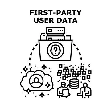 Analyzing and storing first party user data concept Stock Illustration