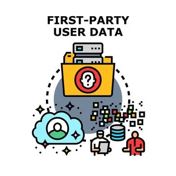 Analyzing and storing first party user data concept Stock Illustration