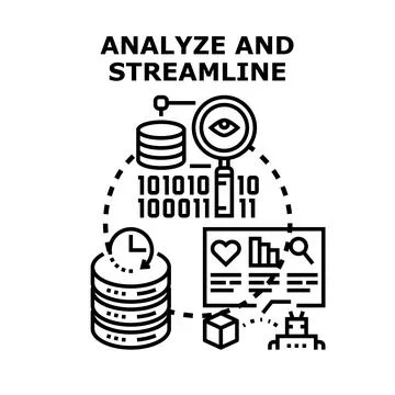 Analyzing and streamlining business process data for optimization Stock Illustration
