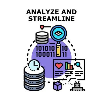 Analyzing and streamlining business process data for optimization Stockillustratie
