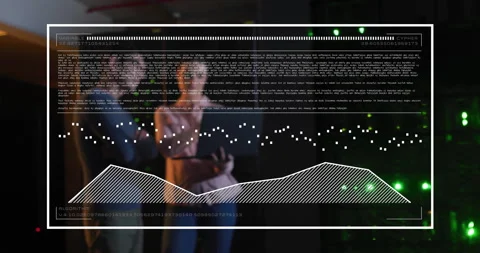 Analyzing animation with graphs and binary code, people in school setting Stock Footage 303942016