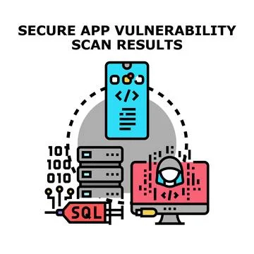 Analyzing application vulnerability scan results for security Stock Illustration