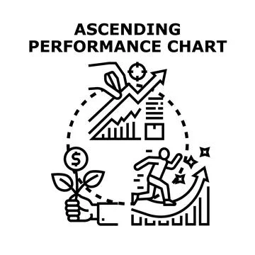 Analyzing ascending performance chart for business growth Stock Illustration