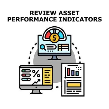Analyzing asset performance indicators for business management Stock Illustration