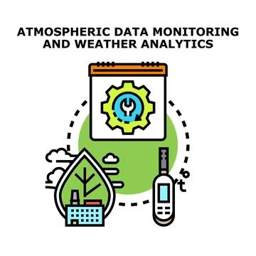 Analyzing atmospheric data for weather analytics monitoring Stock Illustration