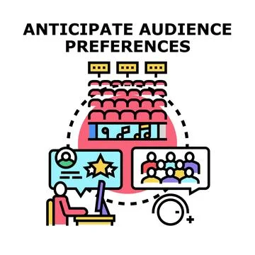Analyzing audience data anticipating content preferences Stock Illustration
