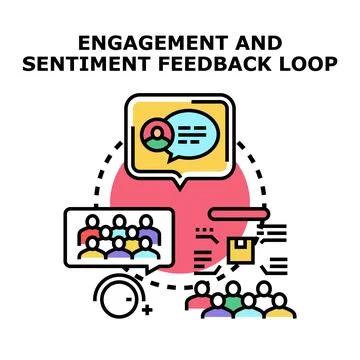 Analyzing audience feedback for engagement and sentiment loop 库存插图
