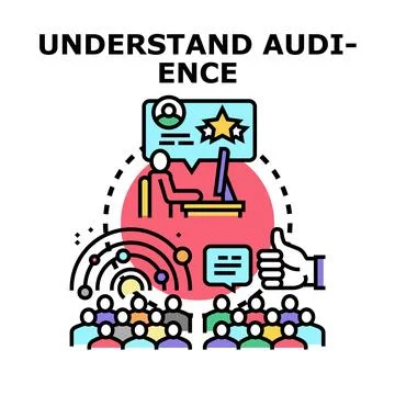 Analyzing audience feedback for marketing research and engagement Stock Illustration