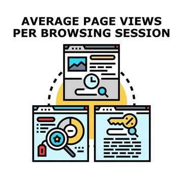 Analyzing average page views per browsing session Stock Illustration