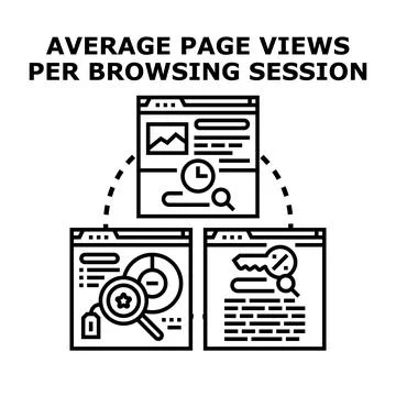 Analyzing average page views per browsing session Stockillustratie