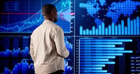 Analyzing Big Data With Artificial Intelligence, A Businessman's Advanced Das Stock Photos