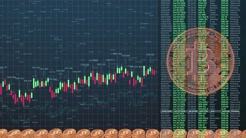 Analyzing Bitcoin Market Trends: Digital Currency Fluctuations Reflected Through Stock Footage 323249809