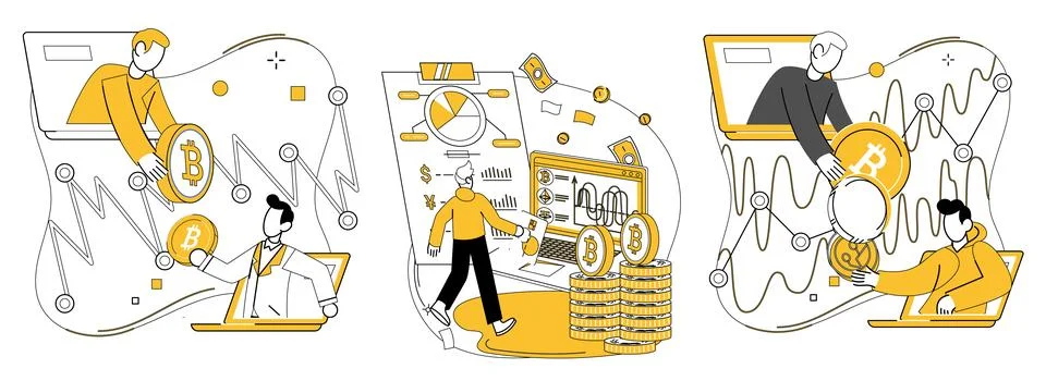 Analyzing Bitcoin Trading with Data Analysis and Market Trends Visuals イラスト素材