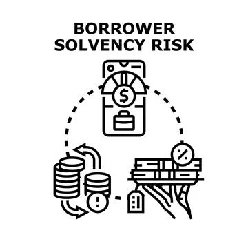 Analyzing borrower solvency risk and credit assessment 스톡 일러스트
