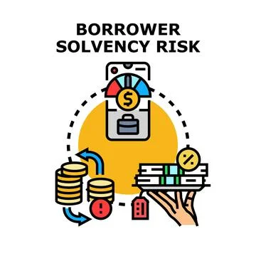 Analyzing borrower solvency risk and credit assessment 库存插图