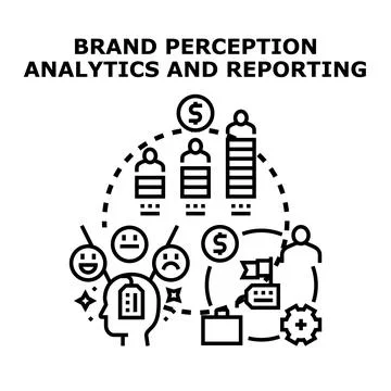 Analyzing brand perception and market analytics reporting Stock Illustration