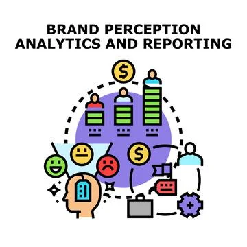 Analyzing brand perception and market analytics reporting Stock Illustration