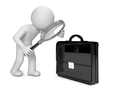 Analyzing a briefcase Stock Illustration